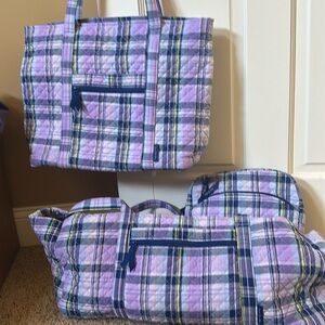 Vera Bradley Large Duffle, Tote, Cosmetic Set